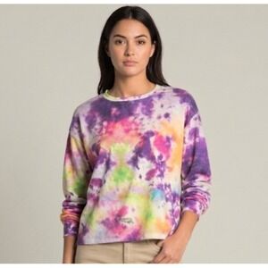 CircleX Women's Multi Bright Crew Neck Tie Dye Pullover Sweatshirt Size: S